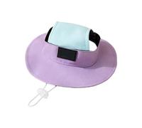 Pet Fisherman Hat Vinyl Sunscreen Universal Open-Ear Adjustable Outdoor sunlight Hat for Cats and Dogs(Purple,L)