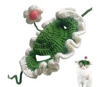 Pet Flower Hat - Medium Size Dress Cap, Wool Crochet Headpiece, Playful Seedling Look with Comfortable Fit | Eye Catching Costume Accessory for Pets Holidays and Everyday Styling Small Dogs