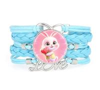Pet Flower Projection Rabbit Love Adjustable Leather Braided Bracelet Blue