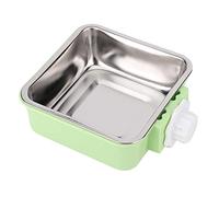 Pet Food Bowl Stainless Steel Hanging Feeder Large Capacity Durable Broken Resistant for Cat Small Dog Cage Feeding Blue Green Pink (Rectangle 5.9x5.9 Inches)