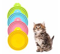 Pet Food Can Lids for Tins - Universal Silicone Cover Fits All Standard Sizes for Dog Cat Puppy Food (BPA Free, Dishwasher Safe) - 4 Pack
