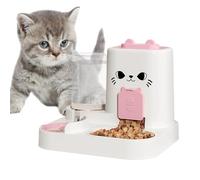 Pet Food Dispenser, Automatic Cat Feeding Bowl, Kibble Feeder and Water Container, Large Capacity without Spill Station with Portion Control Design for Indoor Use