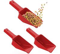 Pet Food Scoop 2-Cup (Pack of 3), Multipurpose Measuring Scoops for Dry Ingredients, Dishwasher Safe Plastic Pet Food Scoop with Measuring Lines for Accurate Food Portion (Red)