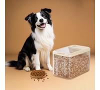 Pet Food Storage Container, 7-9 kg Capacity, Airtight Insect-Proof Bin with Flip Top Lock, Suitable for Barn Garage Home, Secure Seal Pet Food DispenserCream, 36 x 25 x 25 cm (Clear)