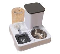 Pet Food Water Dispenser 2In1 Stainless Steel Elevating Design NonSlip Waterer Bowl For Cats Dog Home Office Use Cats Water Dispenser Automatic Feeder Travel Feeder