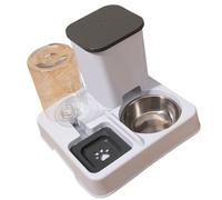Pet Food Water Dispenser 2In1 Stainless Steel Elevating Design NonSlip Waterer Bowl For Cats Dog Home Office Use Automatic Feeder Dog Bowl With Water Dispenser Stainless Steel Pet