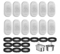 Pet Fountain Filters Replacement, 12 Set Cat Water Fountain Filter & Sponges, Safe and Practical Pet Water Filter & Spong Replacement, Easy to Install & Clean Feeding & Watering Supplies