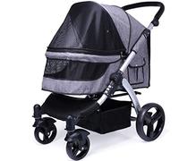 Pet Four-Wheeled Trolley Cats Dogs Carts Shockproof Durable Stroller Adjustable Direction One-Click Folding Quick Installation Suitable for Travel Pet Travel Stroller