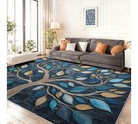 Pet Friendly Colorful Area Rugs, Non-Slip Soft Low Pile Carpet for Kitchen Dining Room Laundry, Embossed effect tree of life oil painting Printed Indoor Area Rug, Stain Resistant Floor Rug 60 x 90 cm