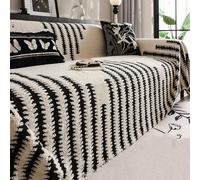 Pet-Friendly Couch Cover Blanket 3-Seat Sofa Protector Stretchable One-Piece Fur Cover for Sectional Sofas Black Stripes 180x130cm/70.87x51.18in