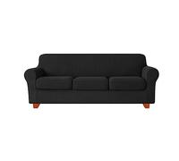 Pet-Friendly Universal 3-Seater Sofa Cover - Anti-Slip Stretch Couch Protector with Independent Cush Covers - Black Fur Shield for Dogs & Cats