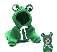 Pet Frog Hoodie Costume - Green Cotton Dog & Cat Sweatshirt with Eyes, Autumn Winter Warm Wear (XS)