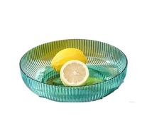 PET Fruit Plate Four-Colour Household Fruit Snack Tray Living Room Coffee Table Easy to Clean(Blue)