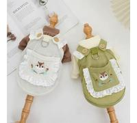 Pet Fruit Squirrel Pattern Waffle Skirt D-Button design Pet Dress Shirt Cute Sundress Printed Princess Clothes for Puppy kitten