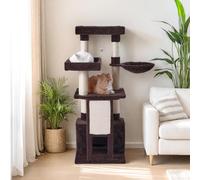 PET FULED Cat Tree, 50.31-Inch Cat Tower for Indoor Cats, Cat House with Padded Platform Bed, Toy Mouse Ball, Large Cozy Condo, Hammocks and Sisal Scratching Posts for Kittens Play, Brown