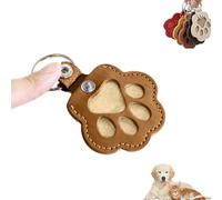 Pet Fur Keepsake KeyChain, Cute Paw Shape Leather Keychain Dog Hair Collector Keyring, Pet Hair Storage Keychain Pendant, Dog Fur Keepsake Pet Memorial Gifts For Dogs Cats Lover (Khaki)