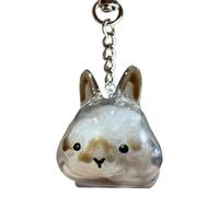 Pet Fur Storage Bottle Keychain, Creative Pets Furs Collection Transparent Container, Keepsake Box for Dogs, Cute Pet Memorial Gifts for Dog Cat Lovers (Brown Eared Rabbit)