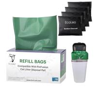 Pet-Fusion Compatible Liner Bags and Bamboo Charcoal Bundle for Pet Waste Pail, Compostable, Includes 15 bags + 4 odor deodorizing bags. Eco-Friendly Replacement Liner Bags