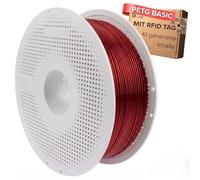 PET-G Basic Filament 1.75 mm Suitable for Bambu Lab PETG with RFID Chip for AMS Bambulab 3D Printer Accessories with Spool Roll (Red)