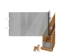 Pet Gate - 22 Inch Mesh Screen for Childproofing, No Drill Barrier with Telescopic Function, Dog Cat Fence for Balcony Garage Deck Driveway Indoor Outdoor Grey Material, Portable Storage Bag