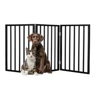 Pet Gate - 3-Panel Indoor Foldable Dog Fence for Stairs, Hallways, or Doorways - 54x24-Inch Wood Freestanding Dog Gates by PETMAKER (Black)