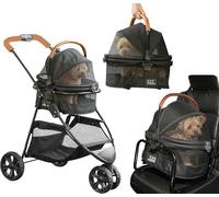 Pet Gear 3-in-1 Travel System, Ultra Lightweight View 360 Travel System Converts to Baby Carrier and Booster Seat with Easy Click N Go Technology, for Small Dogs and Cats, 4 Colors