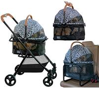 Pet Gear 3-in-1 Travel System, View 360 Stroller Converts to Carrier and Booster Seat with Easy Click N Go Technology, for Small Dogs & Cats, Charcoal Jaguar