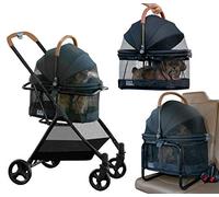 Pet Gear 3-in-1 Travel System, View 360 Stroller Converts to Carrier and Booster Seat with Easy Click N Go Technology, for Small Dogs & Cats, Onyx