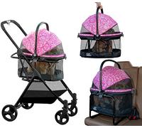 Pet Gear 3-in-1 Travel System, View 360 Stroller Converts to Carrier and Booster Seat with Easy Click N Go Technology, for Small Dogs & Cats, Blossom