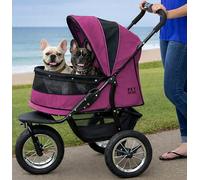 Pet Gear Double Pet Stroller No Zipper, Zipperless Entry for Single or Multiple Dogs and Cats, Plush Pad + Weather Cover Included, Large Tires
