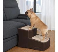 Pet Gear Easy Step II Pet Stairs, 2 Step for Cats/Dogs up to 75-pounds, Portable, Removable Washable Carpet Tread, No Tools Required, Coffee Bean