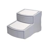 Pet Gear Easy Step II Pet Stairs, 2 Step for Cats/Dogs up to 75-pounds, Portable, Removable Washable Carpet Tread, Essential Grey