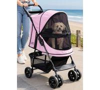 Pet Gear Happy Trails Cat/Dog Stroller - Zippered Entrance - Easy to Fold with Removable Liner, Storage Basket + Cup Holder, Himalayan Salt