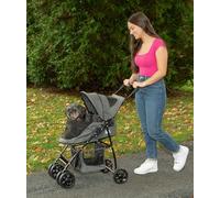 Pet Gear Happy Trails Lite Pet Stroller for Cats/Dogs, Zipper Entry, Easy Fold with Removable Liner, Safety Tether, Storage Basket, Pebble