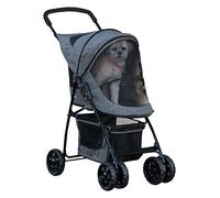 Pet Gear Happy Trails Lite Pet Stroller for Cats/Dogs, Zipper Entry, Easy Fold with Removable Liner, Safety Tether, Storage Basket