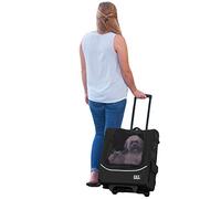 Pet Gear I-GO2 Pus Traveler Roller Backpack, Travel Carrier, Car Seat for Cats/Dogs, Mesh Ventilation, Included Tether, Telescoping Handle, Storage Pouch, Onyx
