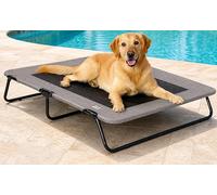 Pet Gear Lifestyle Pet Cot Elevated Bed, 50 Inch, Wheat | No Assembly Required, Premium Tear Resistant Cooling Mesh, Indoor & Outdoor, Lightweight & Portable