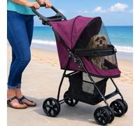 Pet Gear No-Zip Happy Trails Lite Pet Stroller, Dark Cranberry