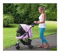 Pet Gear No-Zip Happy Trails Pet Stroller for Cats/Dogs, Zipperless Entry, Easy Fold with Removable Liner, Safety Tether, Storage Basket + Cup Holder, Blush