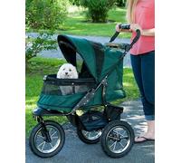 Pet Gear No-Zip Jogger Pet Stroller for Cats/Dogs, Zipperless Entry, Airless Tires, Easy One-Hand Fold, Cup Holder + Storage Basket, Hunter