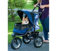 Pet Gear No-Zip Jogger Pet Stroller for Cats/Dogs, Zipperless Entry, Airless Tires, Easy One-Hand Fold, Cup Holder + Storage Basket, Navy