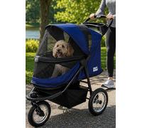 Pet Gear No Zip Jogging Stroller for Cats/Dogs, Zipperless Entry, Airless Tires, Easy One-Hand Folding, Cup Holder + Storage Basket, Sapphire