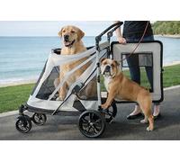 Pet Gear No-Zip Pet Stroller with Double Entrance, Snap Zipper for Single or Multiple Dogs/Cats, Pet Can Enter and Exit Easily, Gel Filled Tyres, Bright Graphite