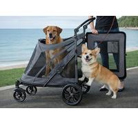 Pet Gear NO-Zip Pet Stroller with Double Entry, Push Button No Zipper for Single or Multiple Dogs/Cats, Pets Can Easily Enter and