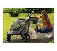 Pet Gear NO-Zip Pet Stroller with Dual Entry, Push Button Zipperless Entry for Single or Multiple Dogs/Cats, Pet Can Easily Walk in/Out, No Need to Lift Pet, Gel-Filled Tires, Pebble