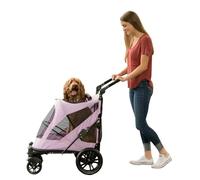 Pet Gear NO-Zip Pet Stroller with Dual Entry, Push Button Zipperless Entry for Single or Multiple Dogs/Cats, Pet Can Easily Walk in/Out, No Need to Lift Pet, Gel-Filled Tires, 1 Model, Larkspur