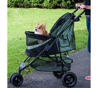 Pet Gear No-Zip Special Edition 3 Wheel Pet Stroller for Cats/Dogs, Zipperless Entry, Easy One-Hand Fold, Removable Liner, Cup Holder, Willow