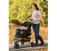 Pet Gear No-Zip Special Edition 3 Wheel Pet Stroller for Cats/Dogs, Zipperless Entry, Easy One-Hand Fold, Removable Liner, Cup Holder, Onyx