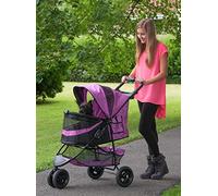 Pet Gear No-Zip Special Edition 3 Wheel Pet Stroller for Cats/Dogs, Zipperless Entry, Easy One-Hand Fold, Removable Liner, Cup Holder, Magenta