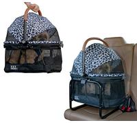 Pet Gear No-Zip View 360 Pet Carrier & Car Seat with Booster Seat Frame for Small Dogs & Cats, Mesh Ventilation, Push Button Entry, No Tools Required, Charcoal/Jaguar